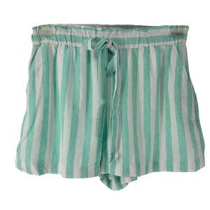 Stoney Clover Lane Target Linen Blend Shorts Mint Green Striped Bow Size S Beach